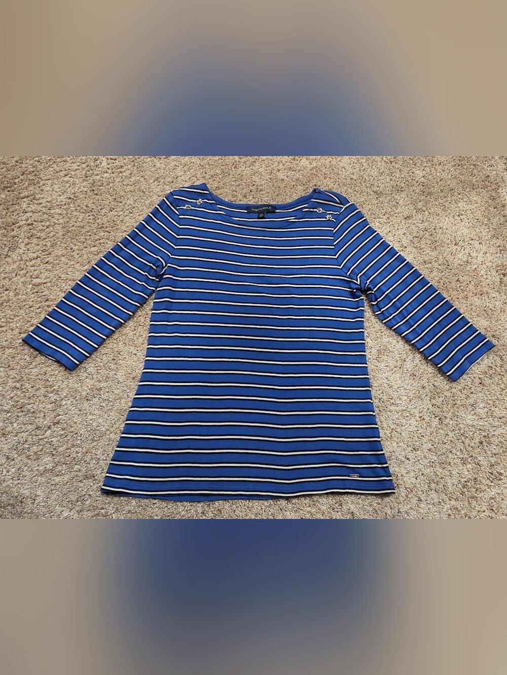 Tommy Hilfiger Breton-style top Blue Striped Boatneck Lg